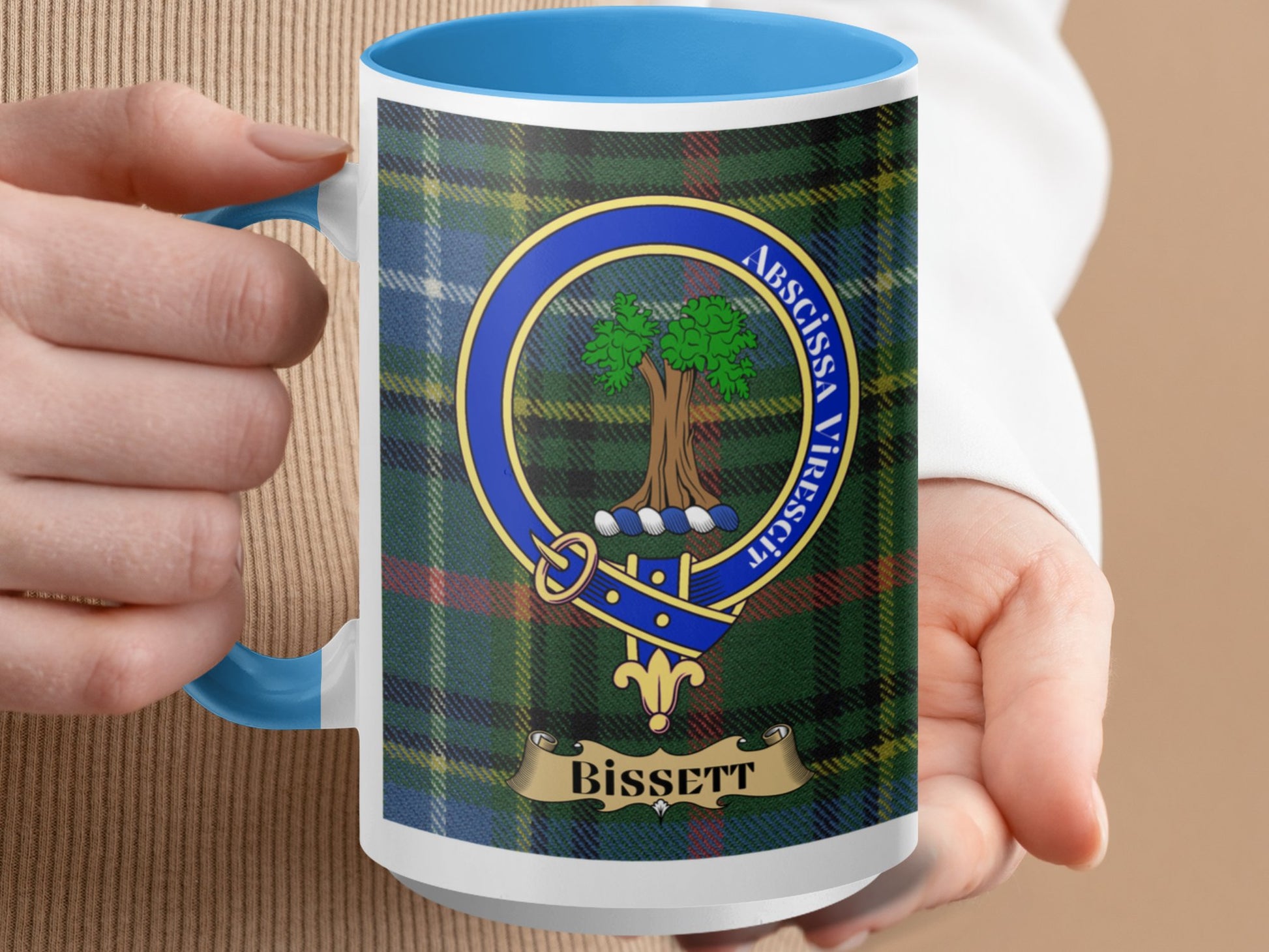 Unique Bissett Emblem Tartan Plaid Design Coffee Mug - Living Stone Gifts