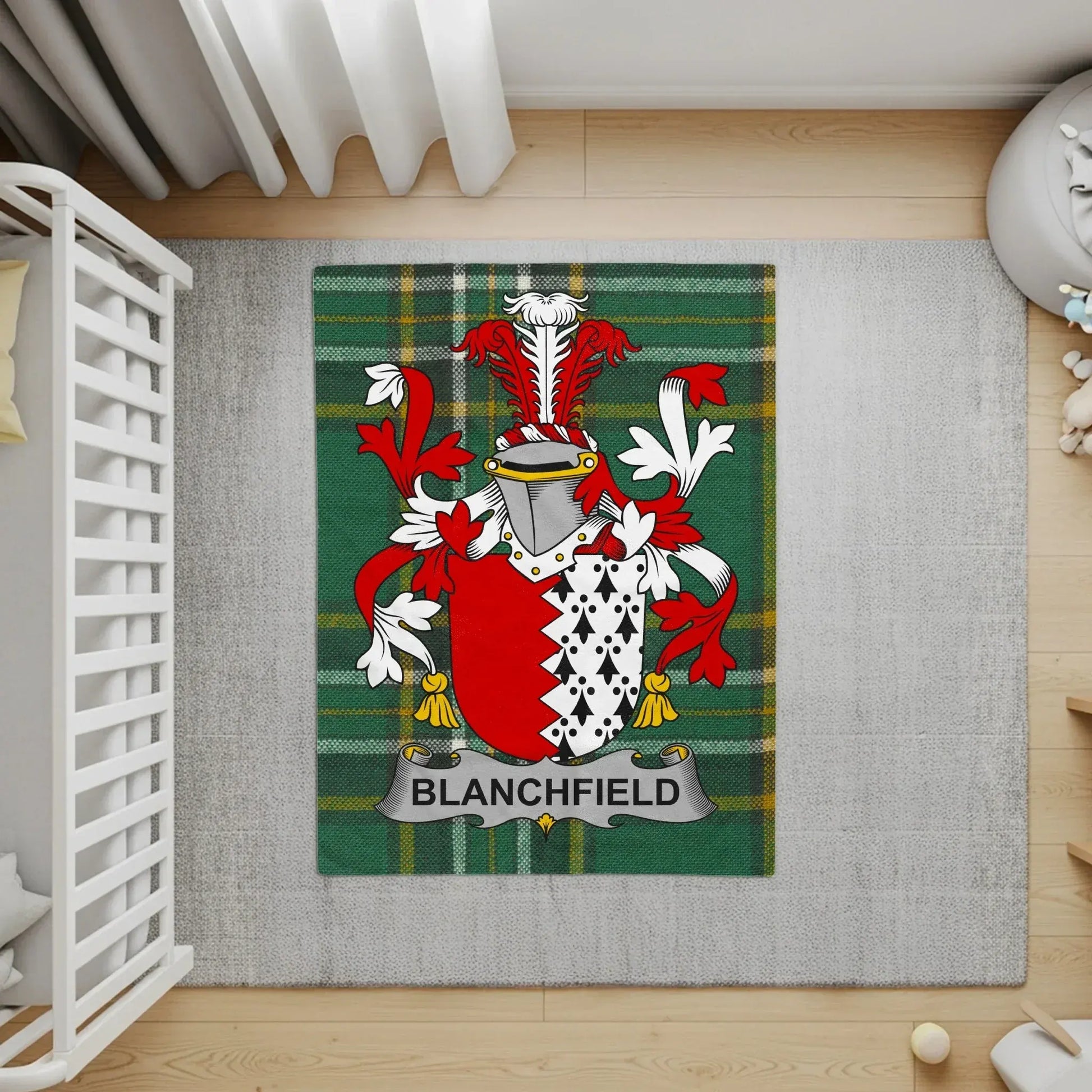 Blanchfield Family Crest Emblem Tartan Style Floor Rug Product