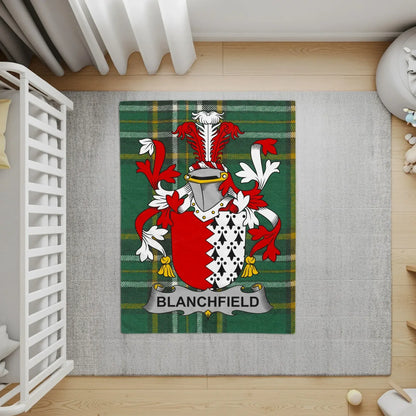 Blanchfield Family Crest Emblem Tartan Style Floor Rug Product