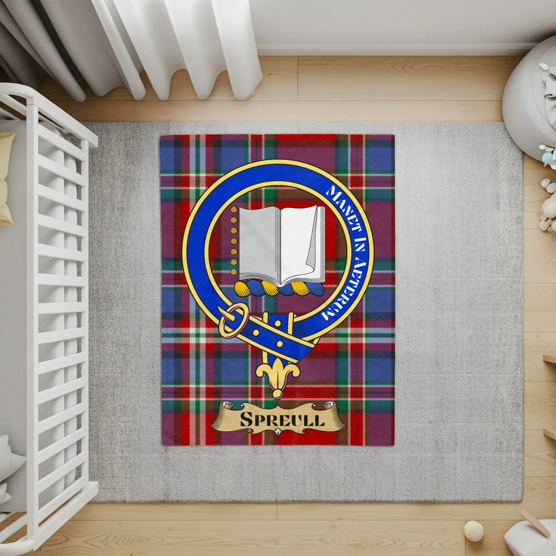 Custom Family Crest Tartan Nursery Rug product type