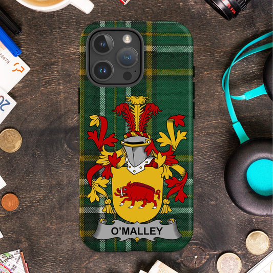 O'Malley Irish Surname family Crest Cell phone cover - Celtic Ancestry Gifts