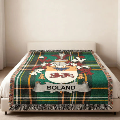 Boland Family Crest Green Plaid Throw Blanket product type