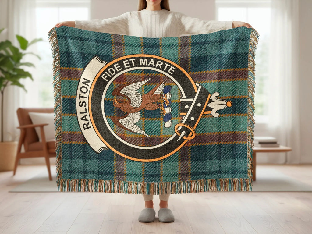 Clan Ralston Fide Et Marte Scottish Tartan Blanket