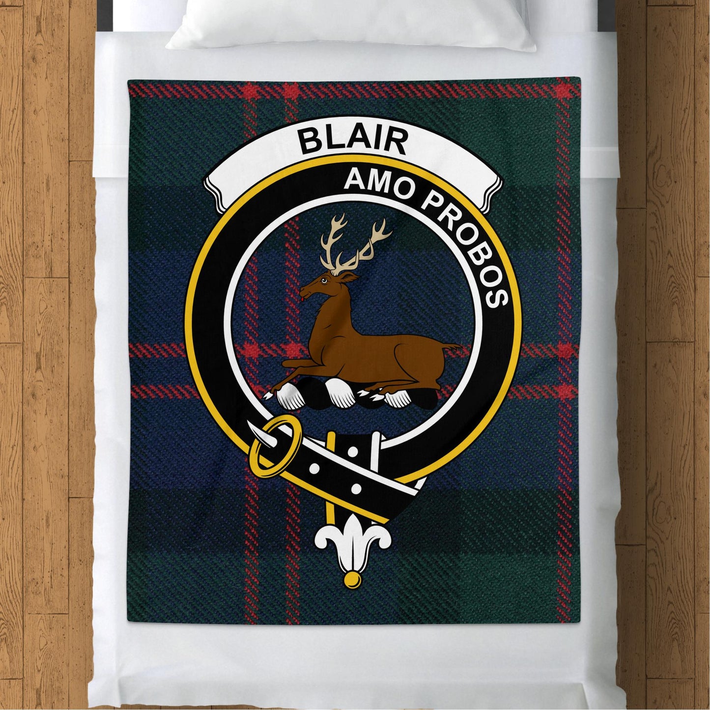 Scottish Clan Blair Crest Tartan Throw Blanket - Living Stone Gifts