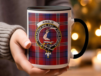 Ainslie Family Crest Plaid Design on Ceramic Mug - Living Stone Gifts