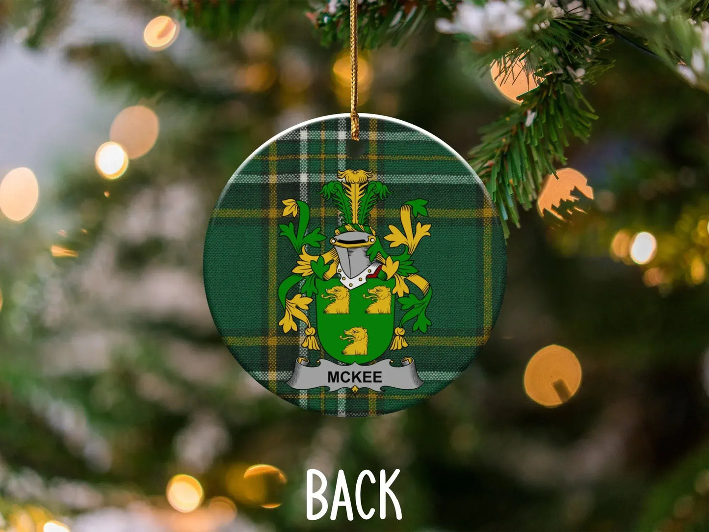 McKee Family Crest Green Plaid Holiday Ornament product