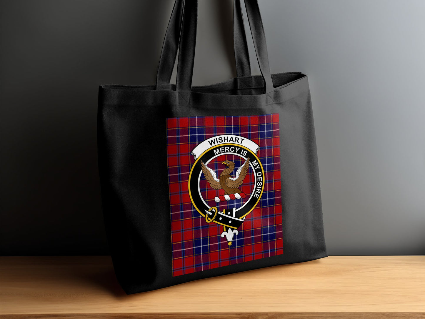 Scottish Clan Crest Tartan Background Tote Bag - Living Stone Gifts