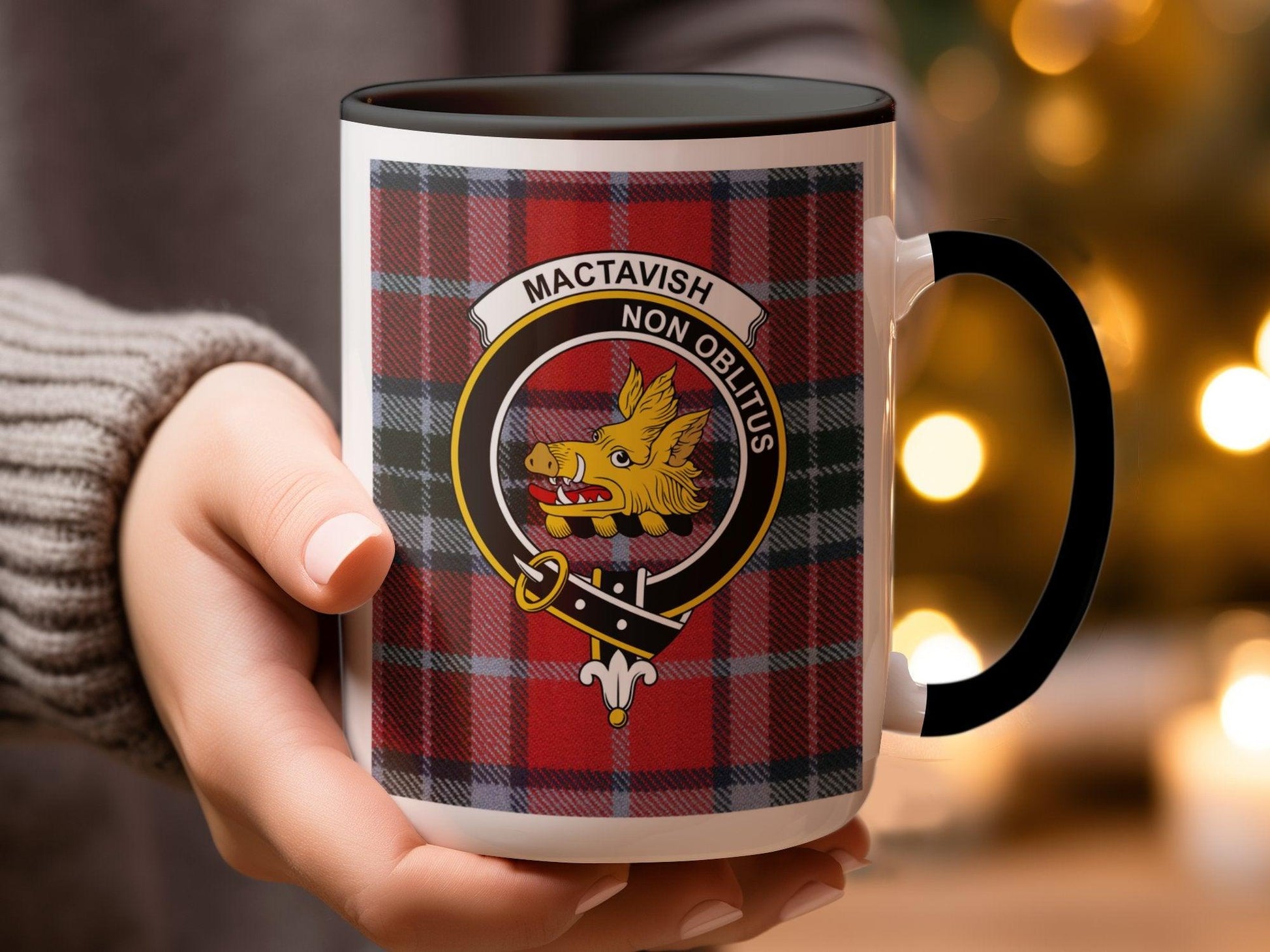 MacTavish Clan Tartan Mug with Authentic Crest Design Mug - Living Stone Gifts