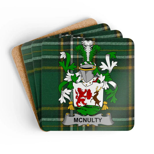 McNulty Clan Crest Tartan Pattern Coasters product