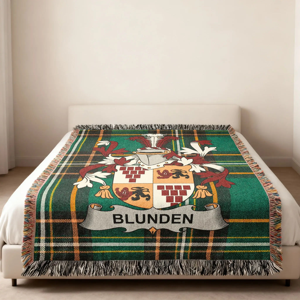 BLUNDEN Coat Arms Plaid Design Throw Blanket product type