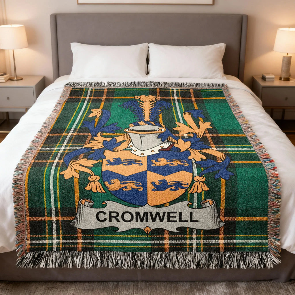 Cromwell Family Crest Plaid Fringe Woven Throw