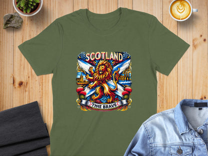 Proud Scotland The Brave Roaring Lion Graphic T-Shirt - Living Stone Gifts