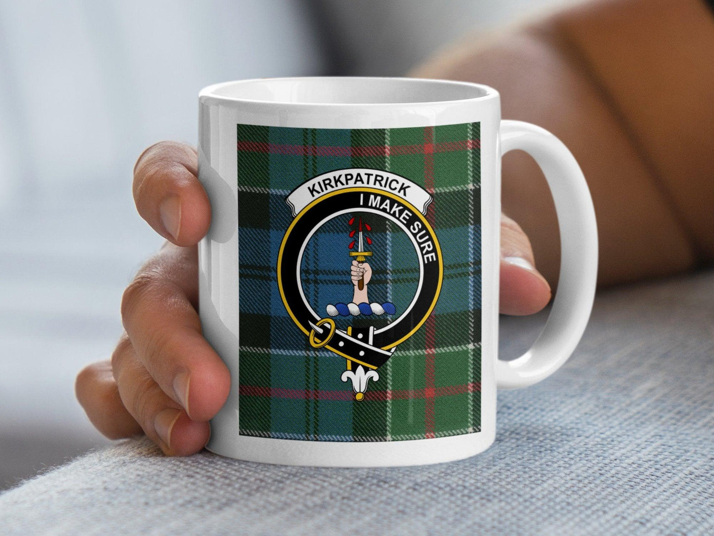 Kirkpatrick Clan Tartan Crest Plaid Scottish Mug - Living Stone Gifts