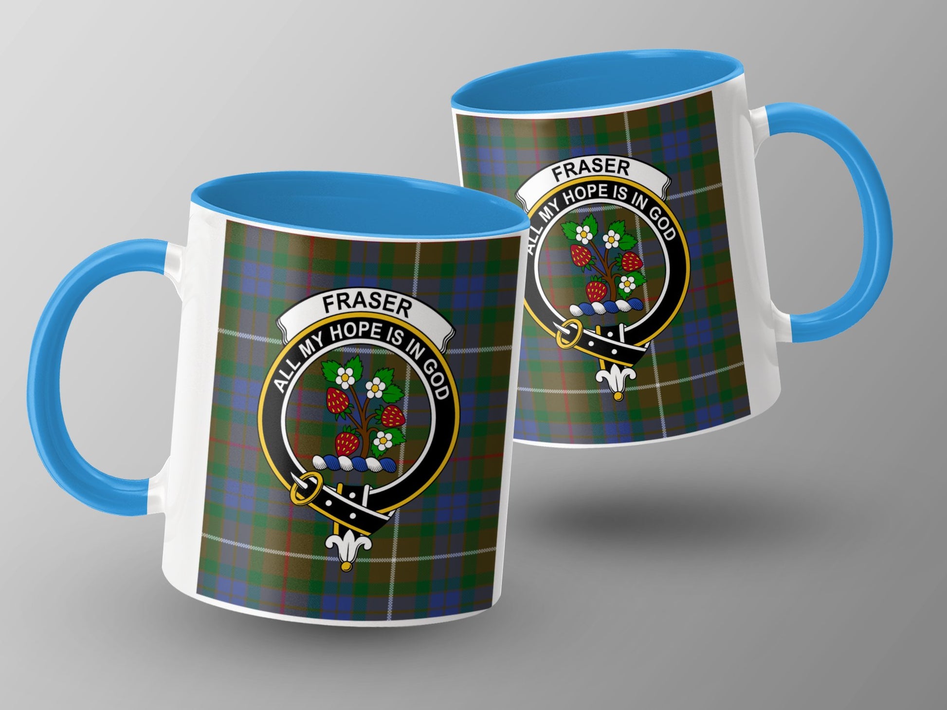 Clan Fraser Scottish Tartan Crest Family Badge Mug - Living Stone Gifts