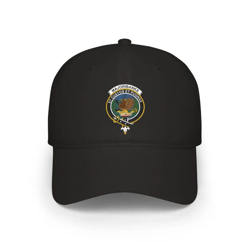 Embroidered Majoribanks Crest on Black Cap Hat