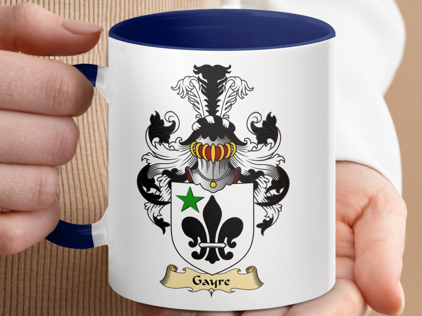 Gayre Clan Scottish Coat of Arms Accent Coffee Mug - Living Stone Gifts