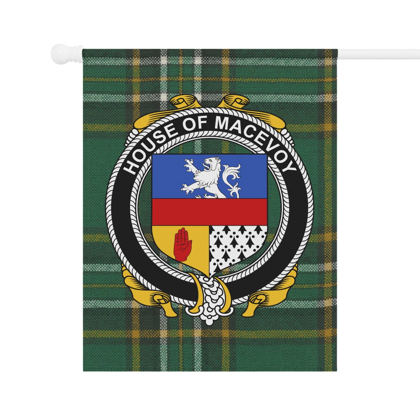 House of Macevoy Family Crest Tartan Flag Product