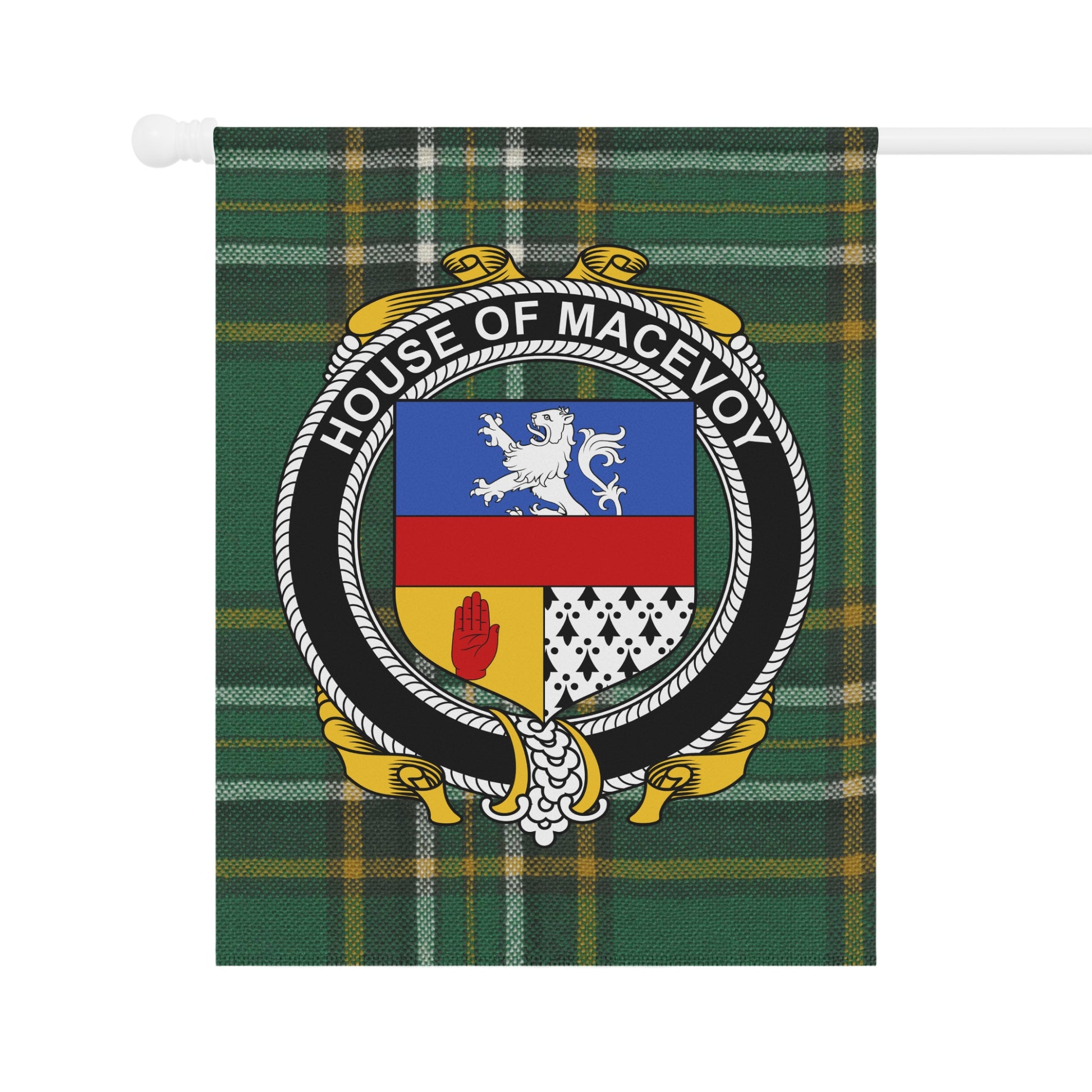 House of Macevoy Family Crest Tartan Flag Product