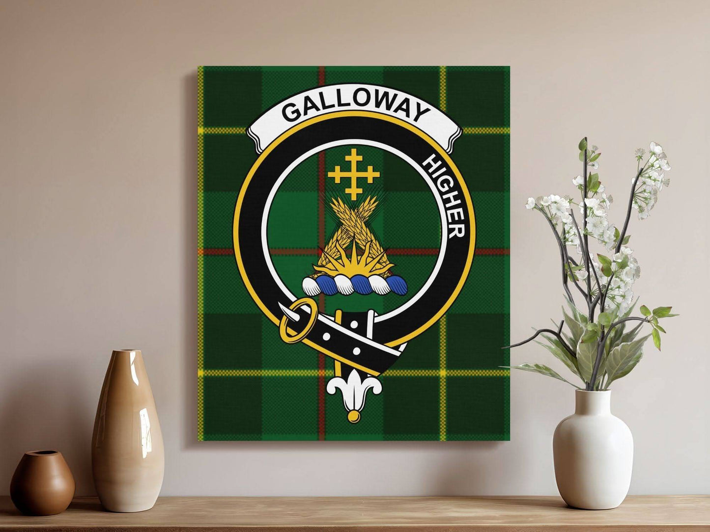 Galloway Scottish Tartan Crest Canvas - Celtic Ancestry Gifts