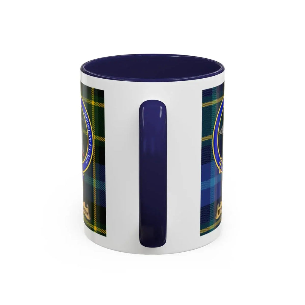 Navy Blue Handle Mug with Tartan Design Cup