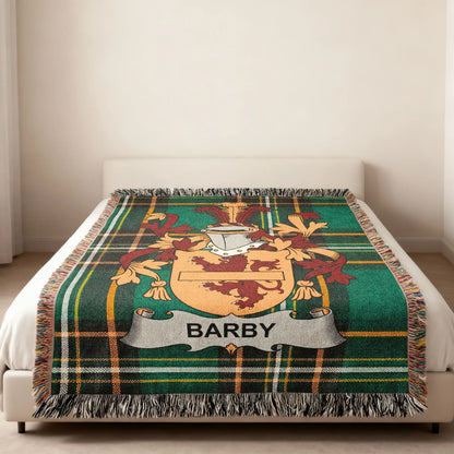 Barby Name Crest Green Tartan Plaid Throw product type