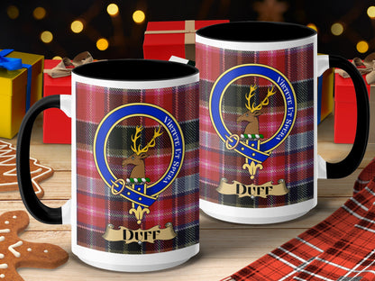 Clan Duff Scottish Tartan Crest Design Mug - Living Stone Gifts