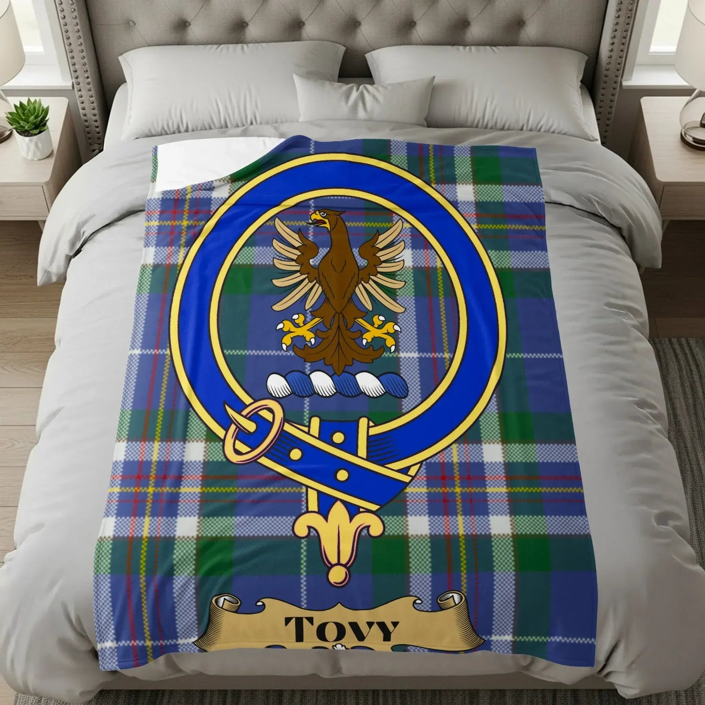Clan Crest Eagle and Blue Pattern Blanket product