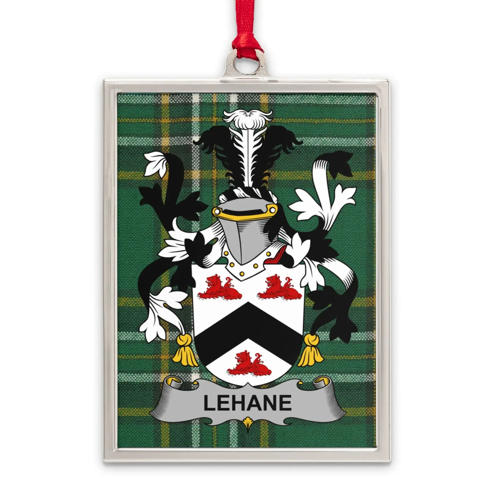 Lehane Coat of Arms Green Tartan Ornament product