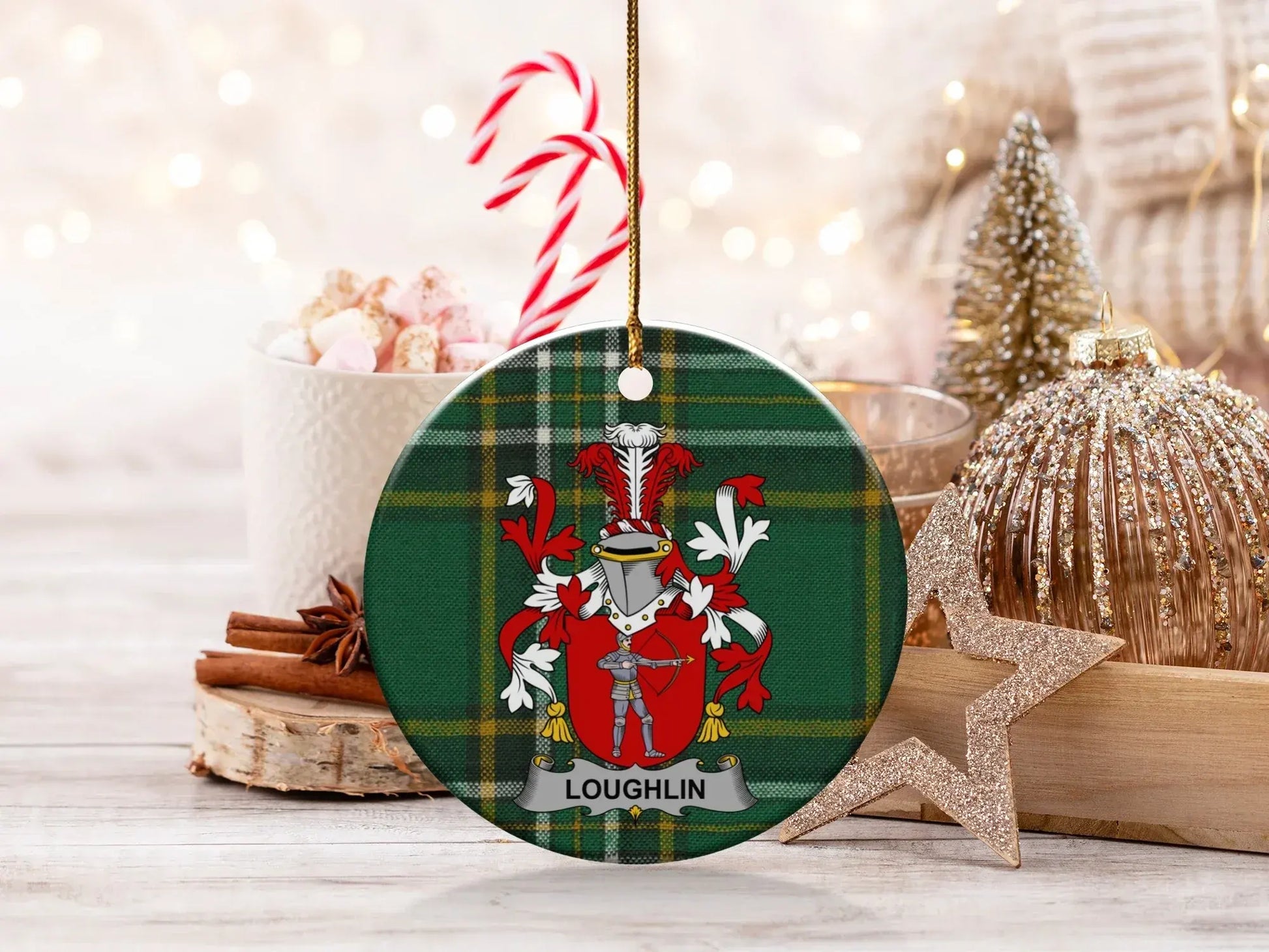 Loughlin Family Coat of Arms Christmas Ornament product type