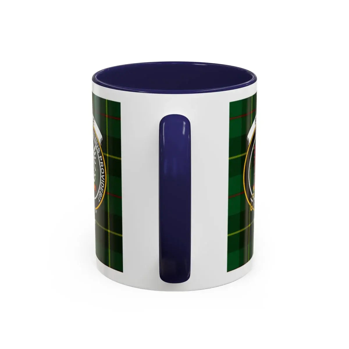 Tartan Navy Blue Handle Ceramic Coffee Mug