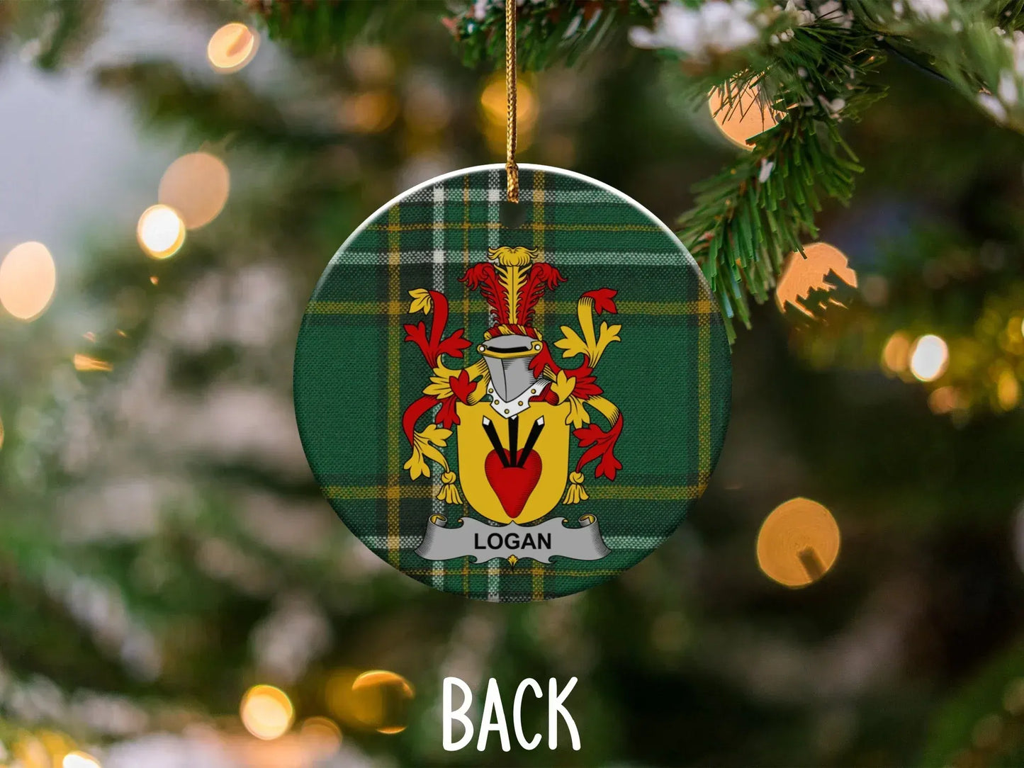 Custom Logan Family Crest Ornament Back product type