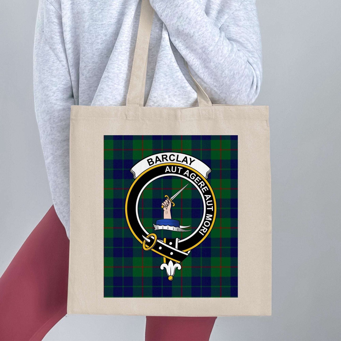 Barclay Clan Crest Tartan Background Tote Bag - Living Stone Gifts