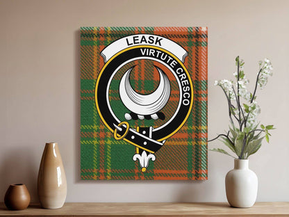 Leask Scottish Tartan Crest Canvas - Celtic Ancestry Gifts