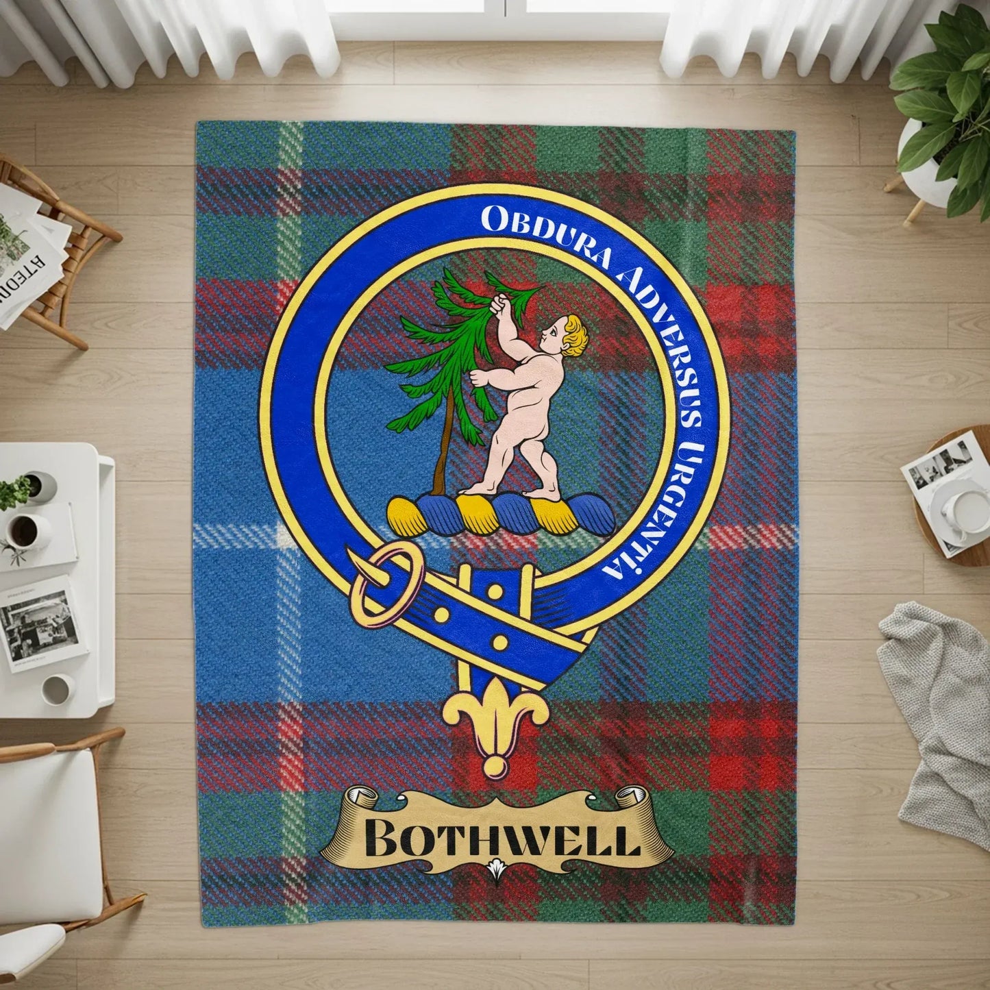 Custom Bothwell Clan Tartan Crest Rug Product