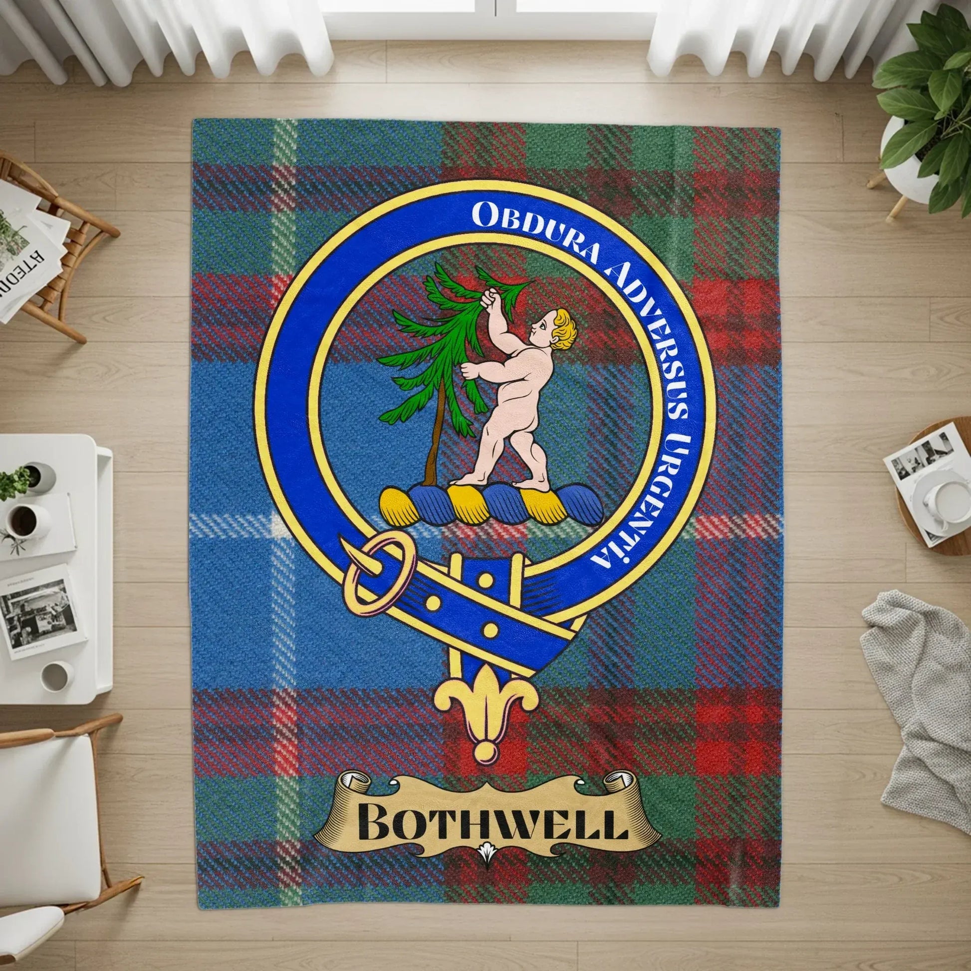 Custom Bothwell Clan Tartan Crest Rug Product