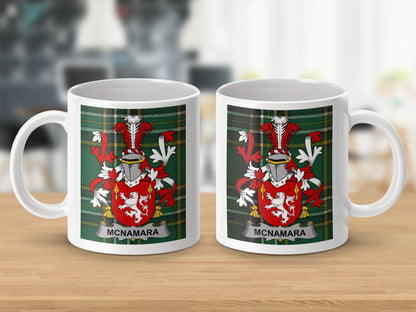 Personalized McNamara Family Crest Coffee Mug, Custom Irish Heritage Gift, Ancestral Coat of Arms, Ceramic Cup
