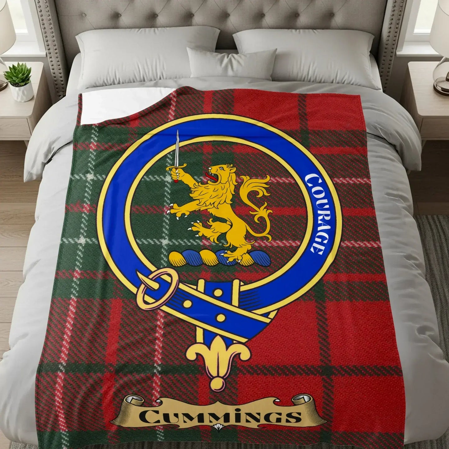Courage Lion Crest Cummings Red Tartan Blanket product