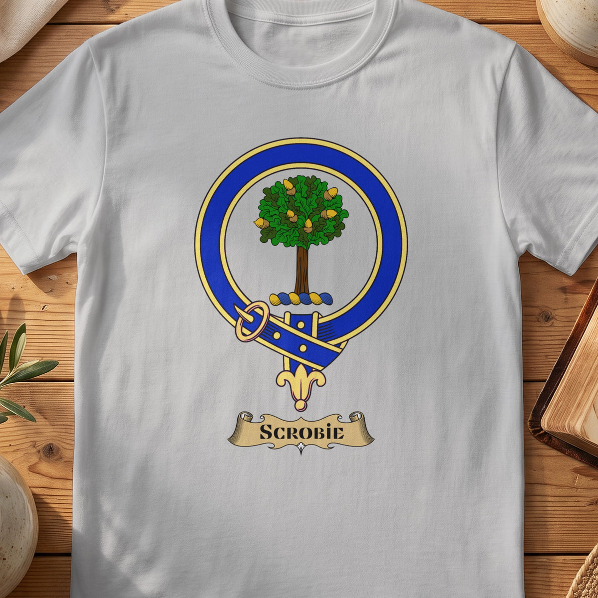 Scrobie Scottish clan crest T-shirt in Sport Grey
