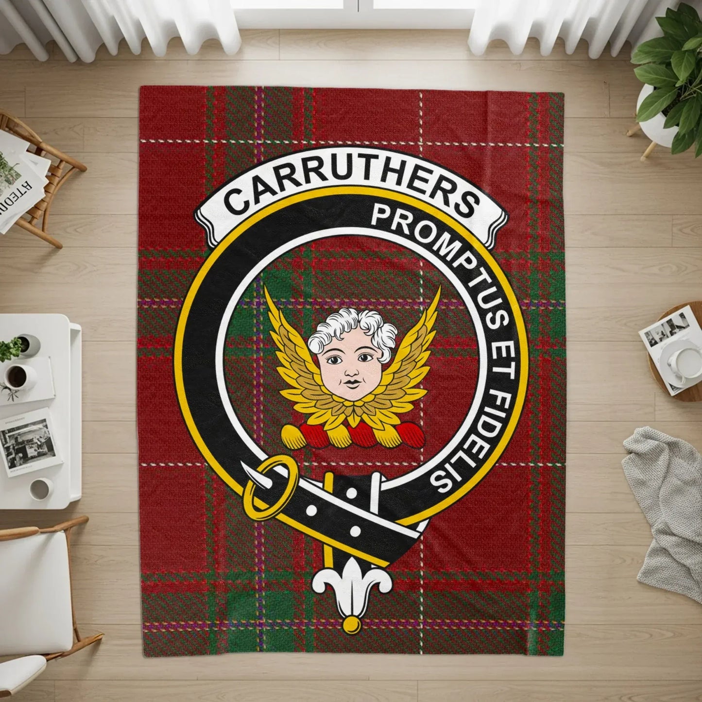 Carruthers Tartan Crest Design Throw Blanket product