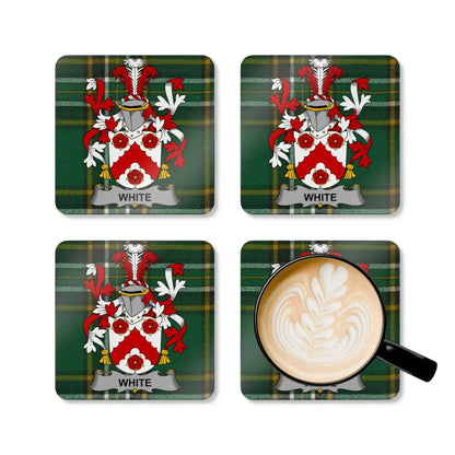 White Family Crest Coat of Arms Coasters product