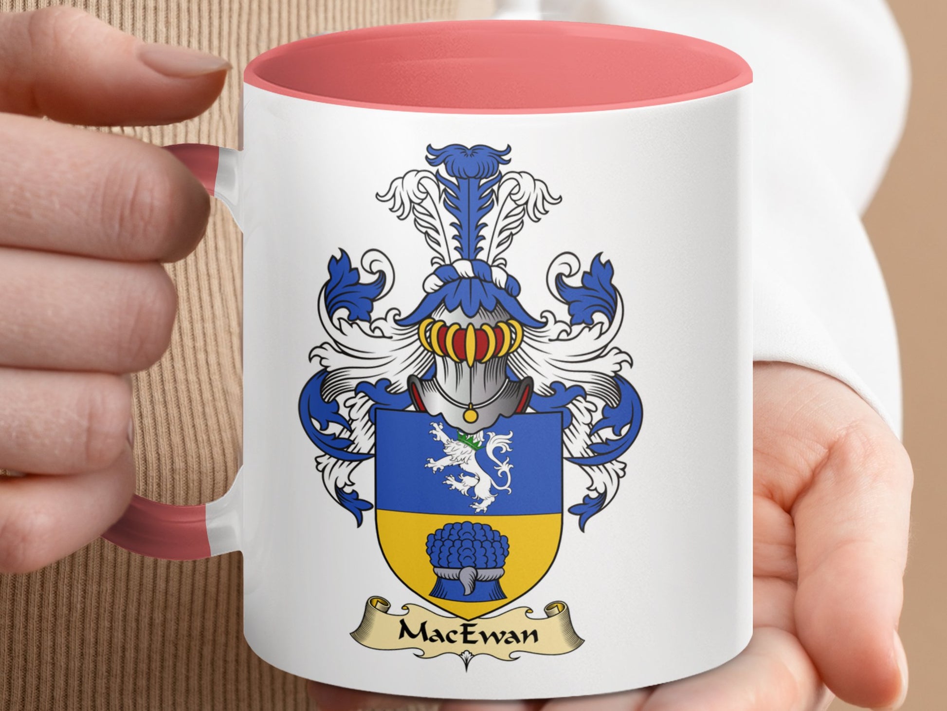 MacEwan Scottish Family Coat of Arms Crest Accent Mug - Living Stone Gifts