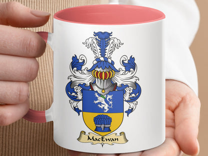 MacEwan Scottish Family Coat of Arms Crest Accent Mug - Living Stone Gifts