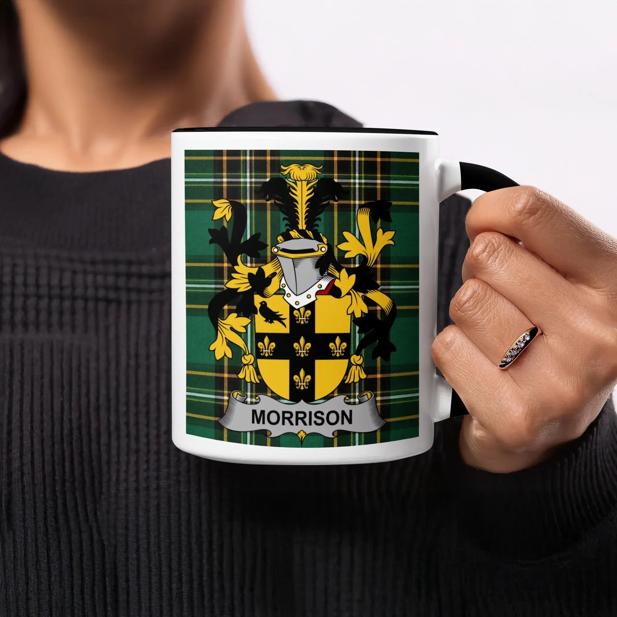 Morrison Irish heritage mug with black handle and interior