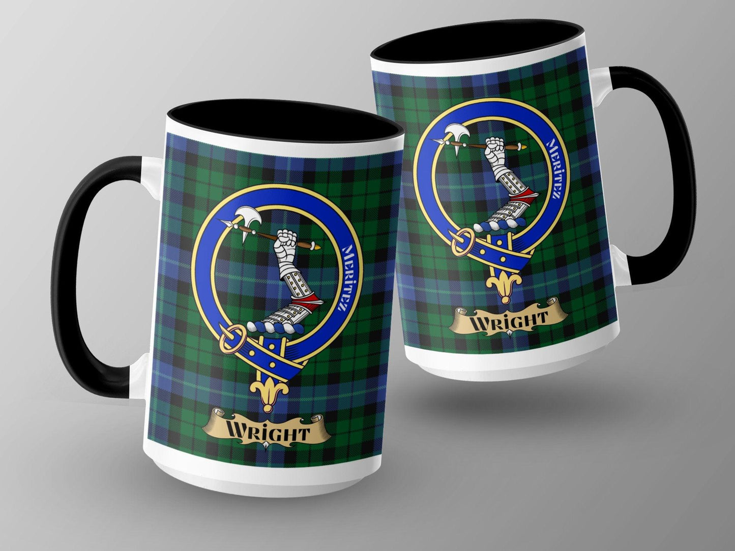 Wright Clan Crest Tartan Plaid Ceramic Coffee Mug - Living Stone Gifts