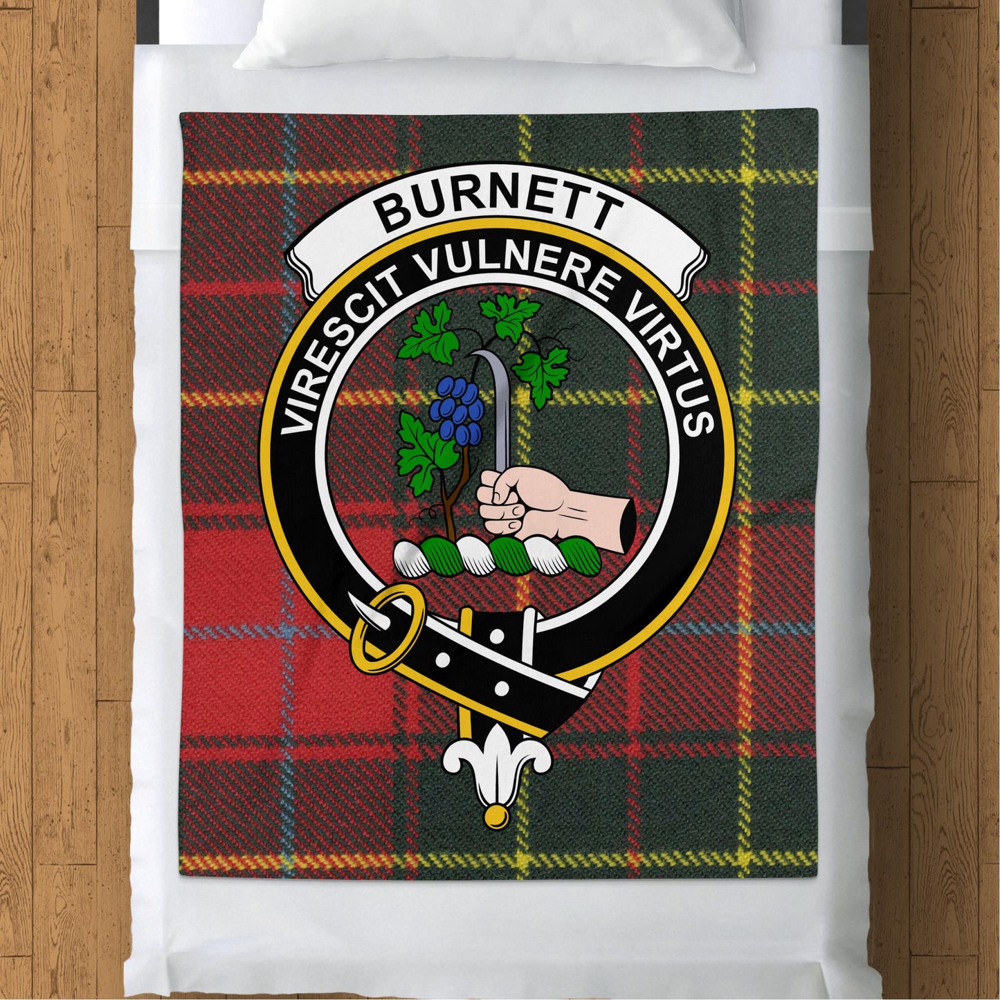 Burnett Clan Crest Scottish Tartan Throw Blanket - Living Stone Gifts