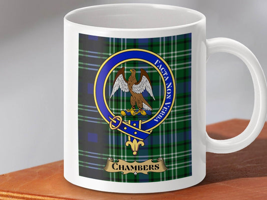 Clan Chambers Tartan Mug with Crest Design product