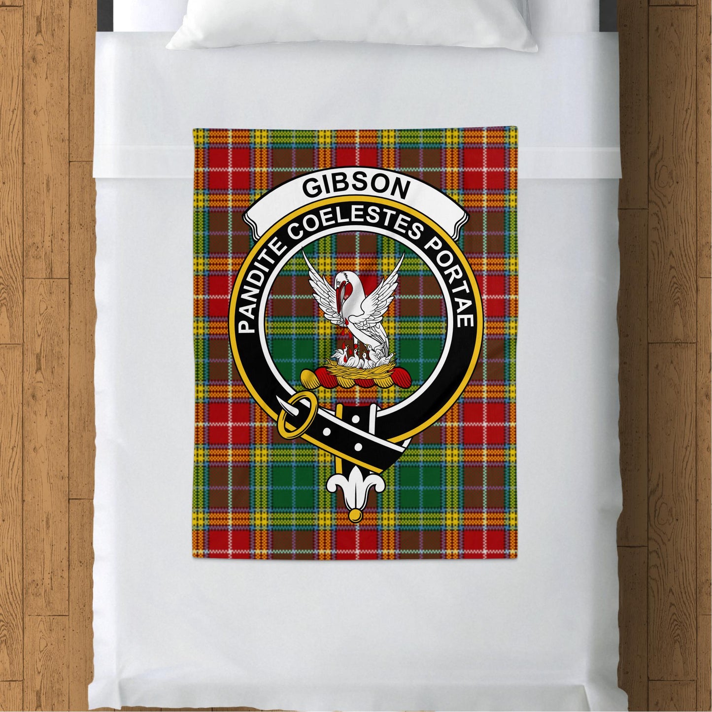 Scottish Clan Gibson Crest Tartan Blanket - Living Stone Gifts