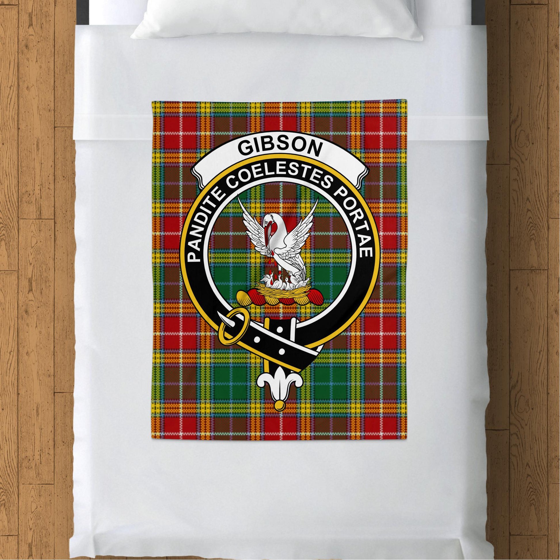 Scottish Clan Gibson Crest Tartan Blanket - Living Stone Gifts