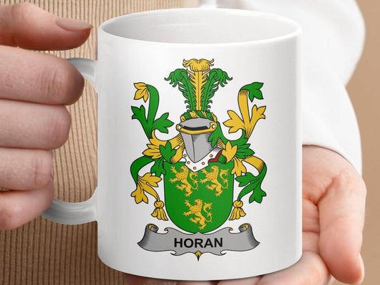 Horan Surname Irish Coat Arms Heraldry Crest Family Mug - Celtic Ancestry Gifts
