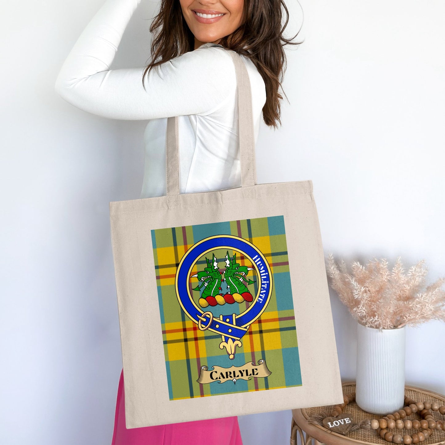 Carlyle clan scottish tartan Tote Bag - Living Stone Gifts